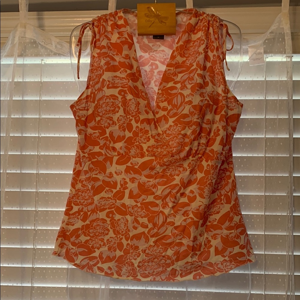 NWOT Banana Republic Light Orange and Lavender  Floral Women’s Top